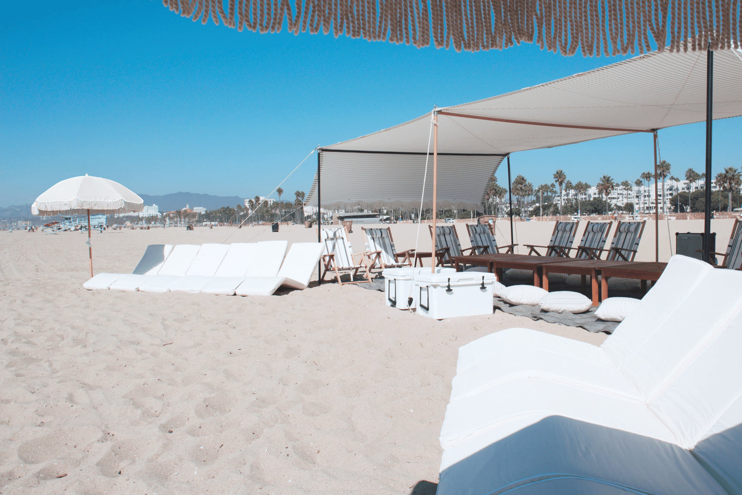 Beach lounge event rental for corporate beach event in Los Angeles