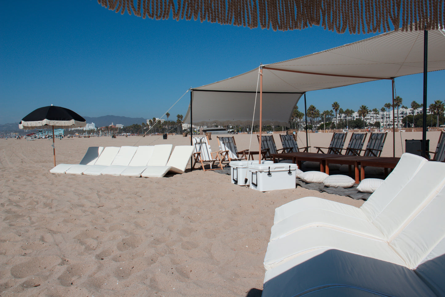 Beach lounge event rental for corporate beach event in Los Angeles