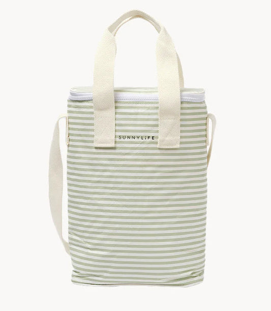 Light Cooler Drinks Bag - Sea Sage Stripe