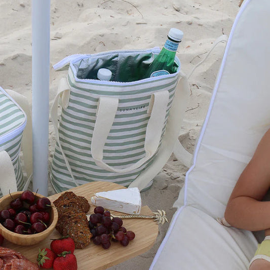 SunnyLife Light Cooler Drinks Bag - Sea Sage Stripe
