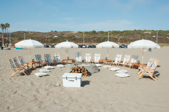 The Bonfire Oasis Grandē beach bonfire lounge rental in LA