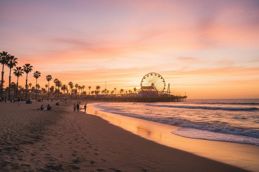Santa Monica beach cabana setup by The Beach Oasis